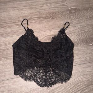 Aerie Black Lace Crop Top